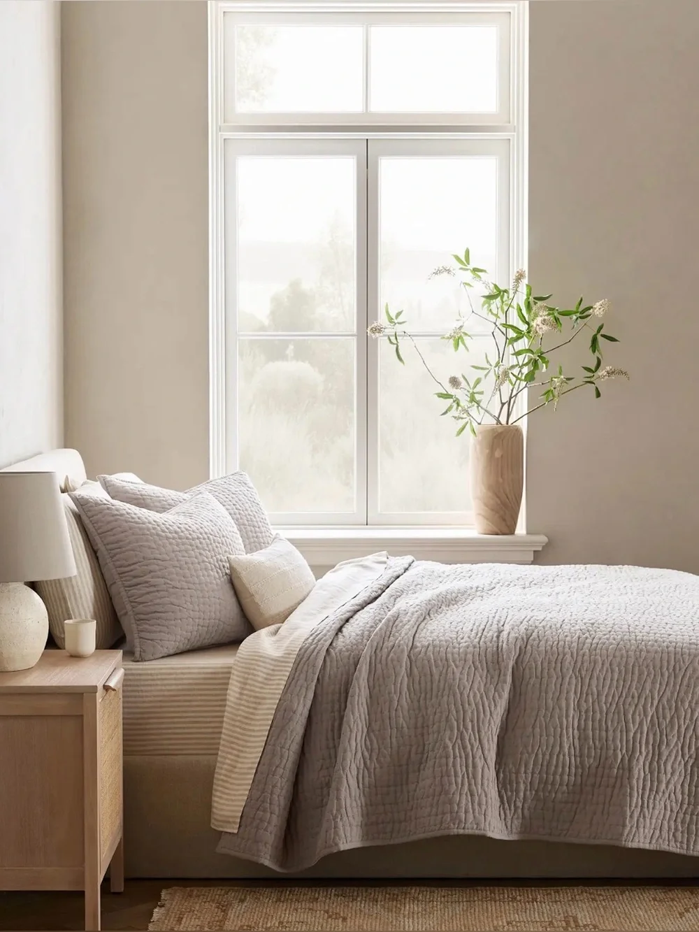 NWOT European Linen and Organic Cotton Quilt in Stone - Retail $170